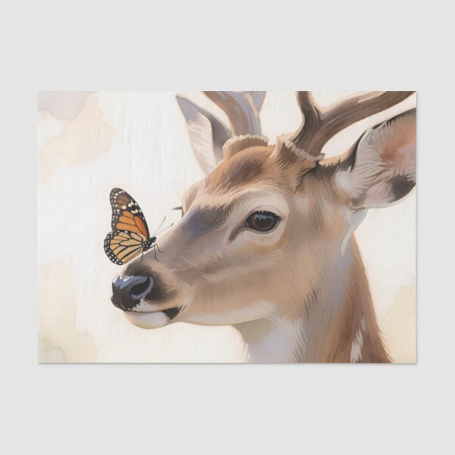 Papel De Seda Mariposa Ciervo Acuarela (Anverso)