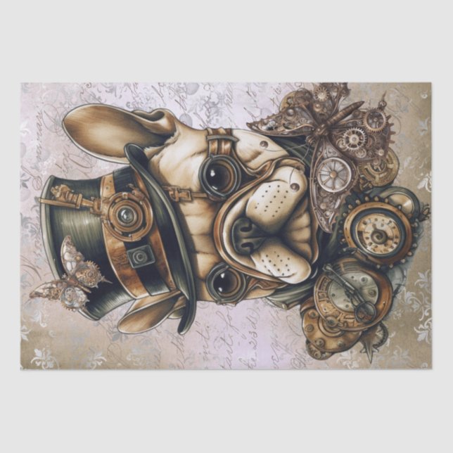 Papel De Seda Mariposa de Bulldog francés Steampunk (Anverso)