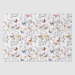 Papel De Seda Mariposa de flor silvestre acuarela Empaquetado