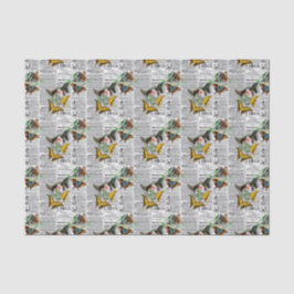 Papel De Seda Mariposa de Floral Newsprint