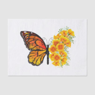 Papel De Seda Mariposa de flores con amapola amarilla de Califor