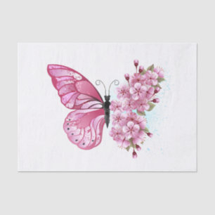 Papel De Seda Mariposa de flores con Sakura rosa