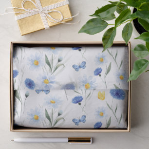 Papel De Seda Mariposa de pradera de flores silvestres de acuare
