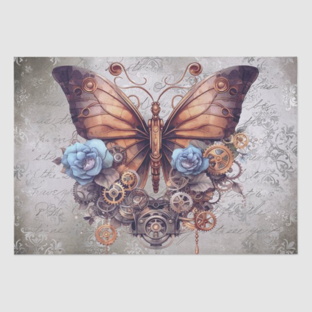 Papel De Seda Mariposa de Steampunk (Anverso)