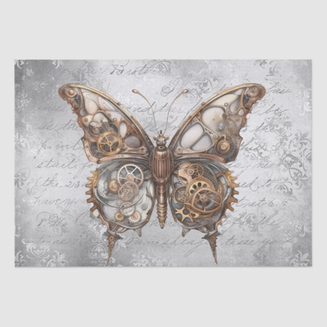 Papel De Seda Mariposa de Steampunk (Anverso)