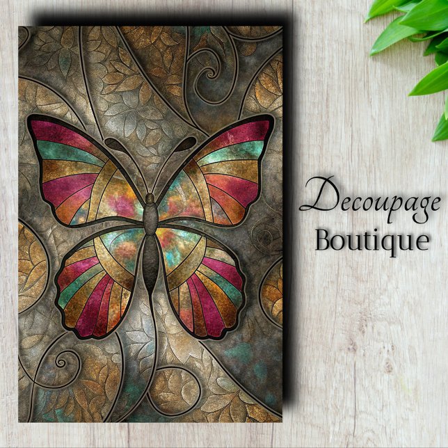Papel De Seda Mariposa de vidrio teñido Decoupage (Stained Glass Butterfly Decoupage Tissue Paper)