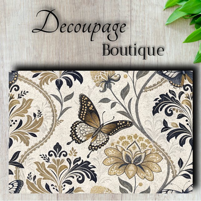 Papel De Seda Mariposa elegante de decoupage en damasco (Elegant Damask Butterfly Decoupage Tissue Paper)