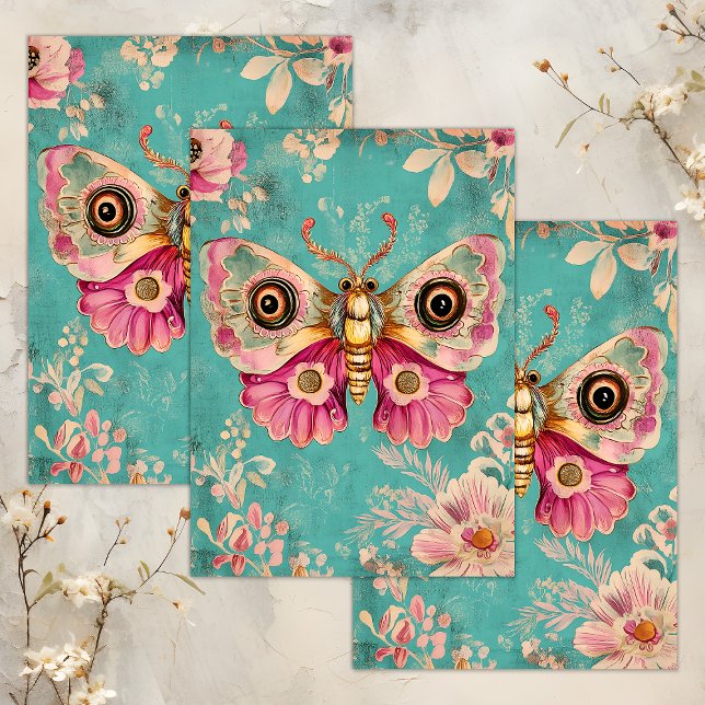 PAPEL DE SEDA MARIPOSA ENCANTO DECOUPAGE (ENCHANTED MOTH DECOUPAGE TISSUE PAPER)