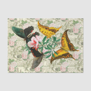 Papel De Seda Mariposa floral antigua