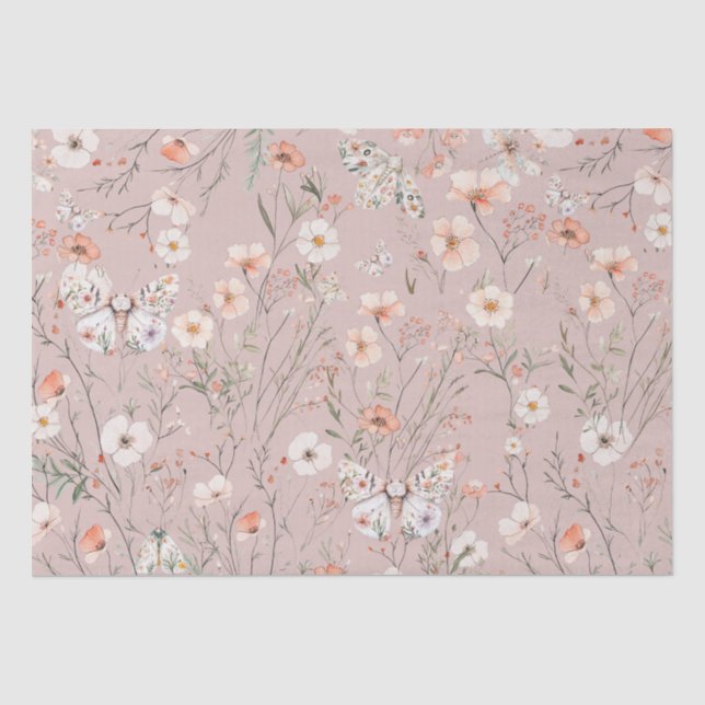 Papel De Seda Mariposa Floral Boho (Anverso)