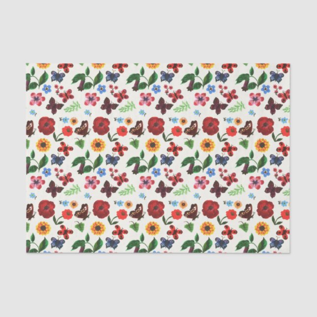 Papel De Seda Mariposa floral botánica (Anverso)