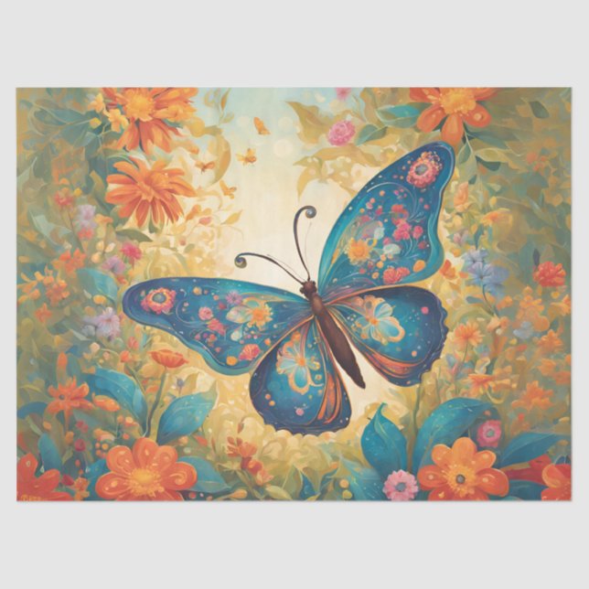 Papel De Seda Mariposa floral caprichosa (Anverso)