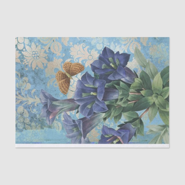 Papel De Seda Mariposa floral elegante (Anverso)