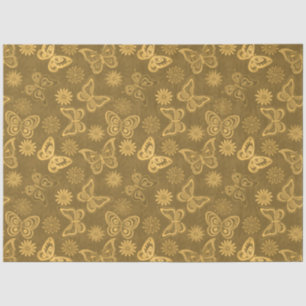Papel De Seda Mariposa floral floral natural de oro moderno de l