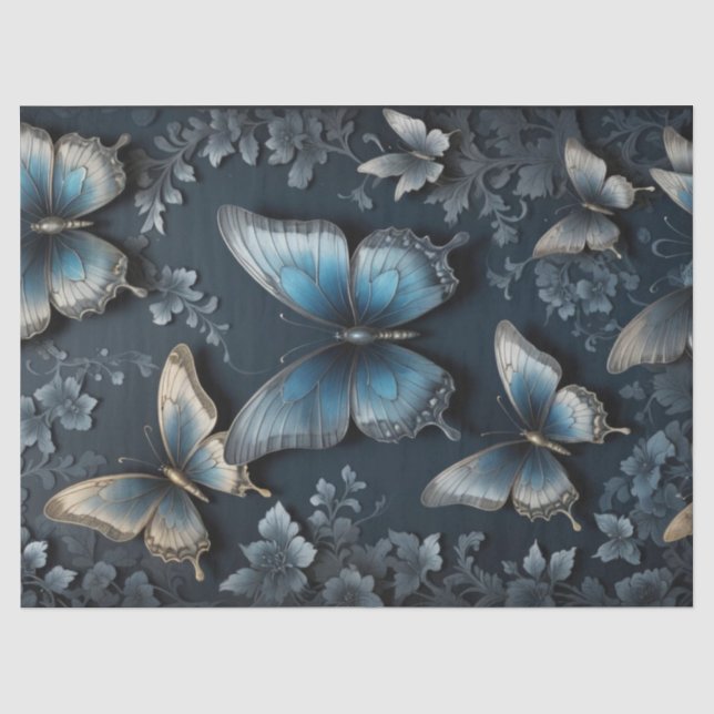 Papel De Seda Mariposa Floral Oscura (Anverso)
