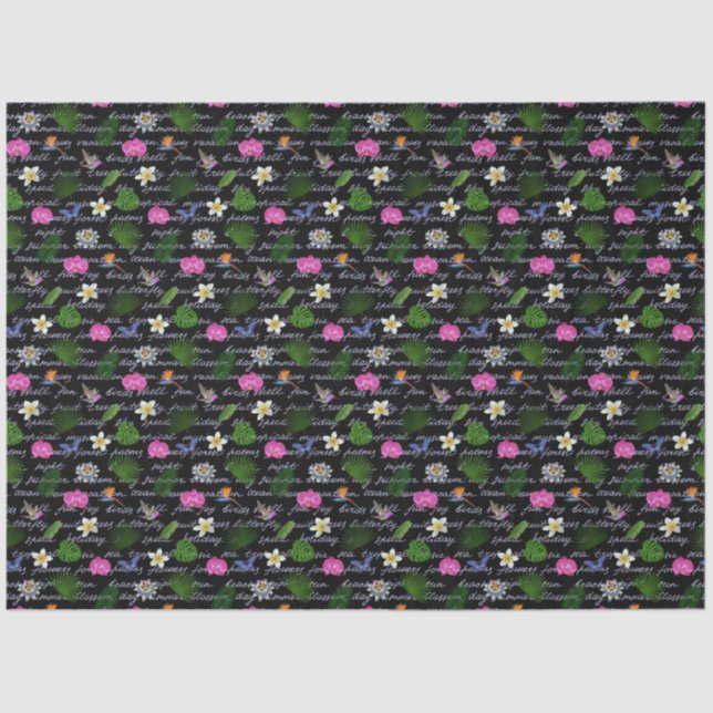 Papel De Seda Mariposa floral tropical tropical tropical moderna (Anverso)