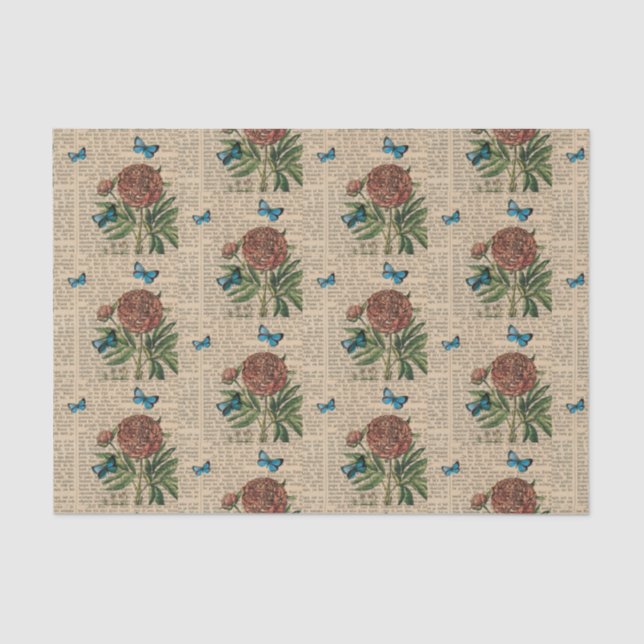 Papel De Seda Mariposa floral vintage (Anverso)
