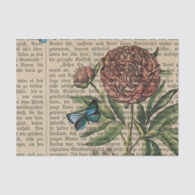 Papel De Seda Mariposa floral vintage (Anverso)