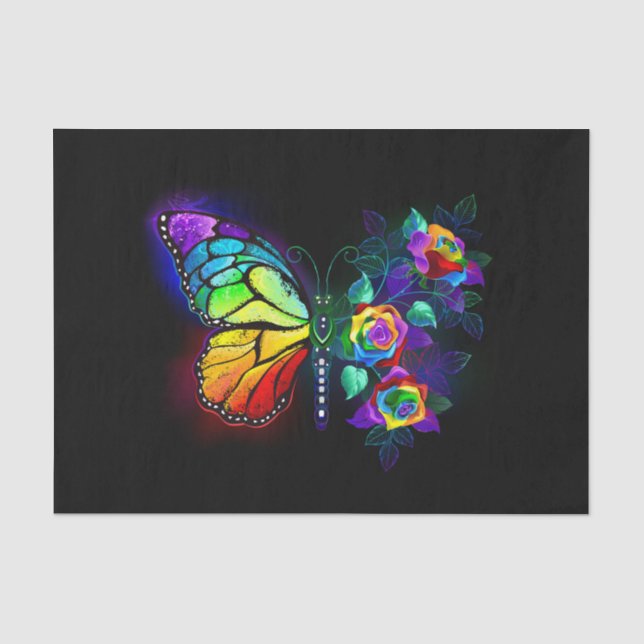 Papel De Seda Mariposa florida arcoiris (Anverso)