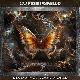 Papel De Seda Mariposa fractal surrealista sobre fondo caprichos