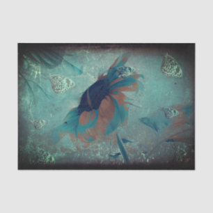 Papel De Seda Mariposa Girasol Verde azulado Sepia Vintage Arte 