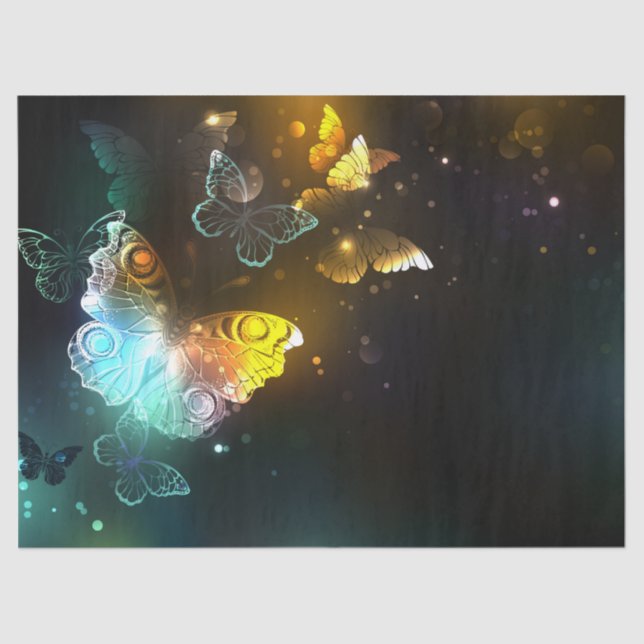 Papel De Seda Mariposa luminosa y mariposas nocturnas (Anverso)