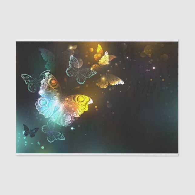 Papel De Seda Mariposa luminosa y mariposas nocturnas (Anverso)