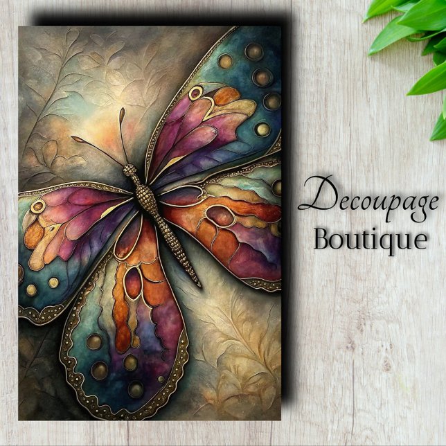 Papel De Seda Mariposa Metálica Decoupage (Metallic Butterfly Decoupage Tissue Paper)