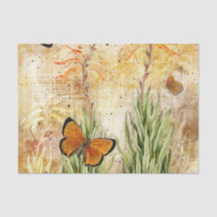 Papel De Seda Mariposa Naranja de época