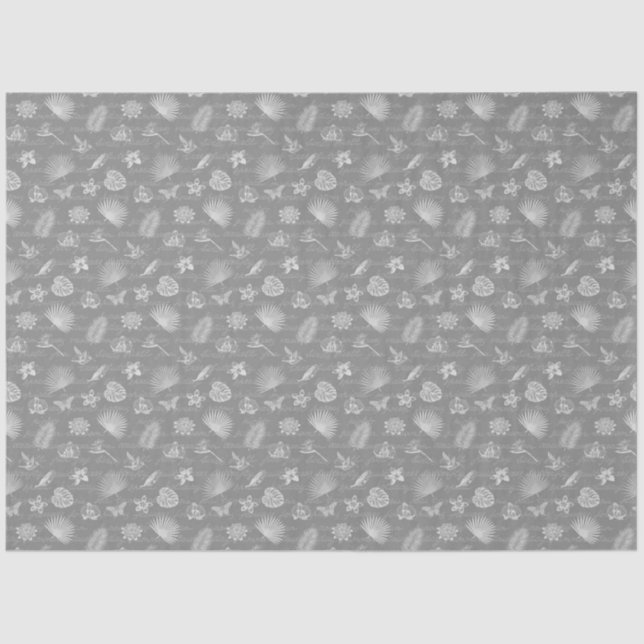 Papel De Seda Mariposa Natural Tropical Plata Moderna de Lujo (Anverso)