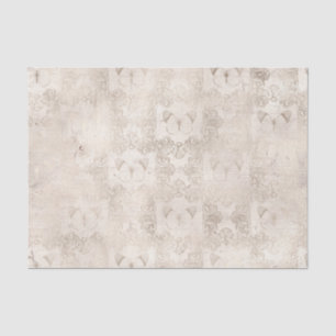 Papel De Seda Mariposa Ornata de Marfil y Blanco Damask Vintage