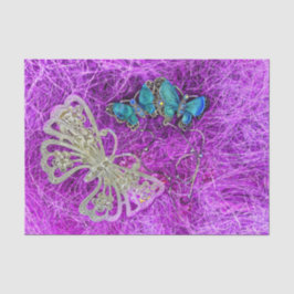 Papel De Seda Mariposa Púrpura Turquesa Azul Dorado Elegante