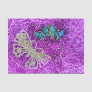 Papel De Seda Mariposa Púrpura Turquesa Azul Dorado Elegante