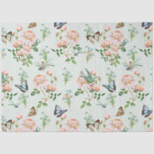 Papel De Seda Mariposa rosa rosa azul floral de hadas ocultas