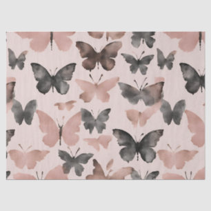 Papel De Seda Mariposa rosa tenue acuarela