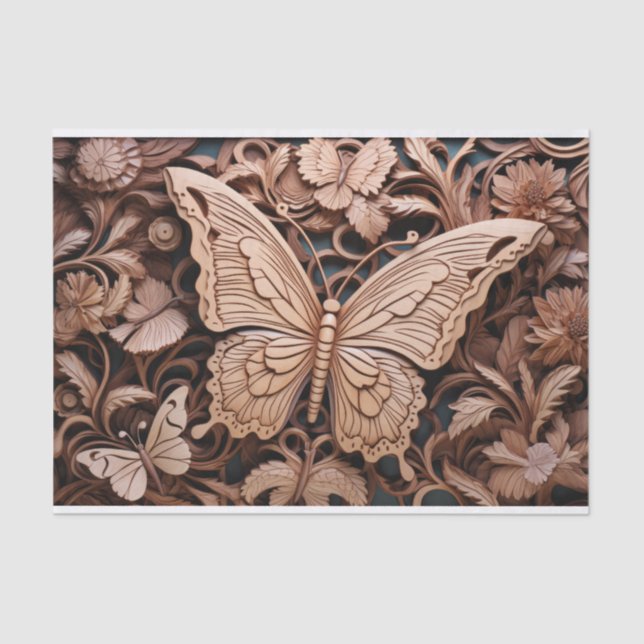 Papel De Seda Mariposa tallada Wood Art (Anverso)