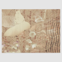 Mariposa Vieja Vintage Guión Floral Sepia