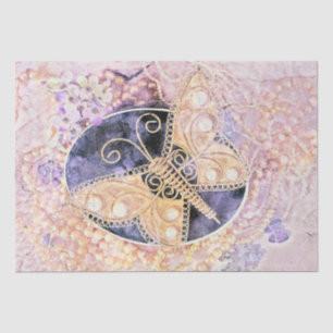 Papel De Seda Mariposa Vintage Gold Púrpura Arte Romántico