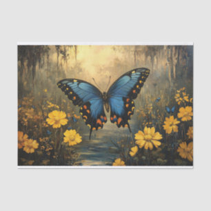 Papel De Seda Mariposa Vintage y Flores Amarillas Decoupage
