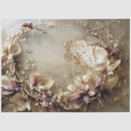 Papel De Seda Mariposa y floral, disposición oval botánica