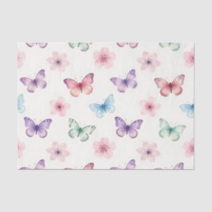 Papel De Seda Mariposas Acuarela Patrón Flor de Cerezo