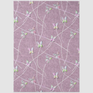 Papel De Seda Mariposas Acuarela sobre Rosa Polvoriento