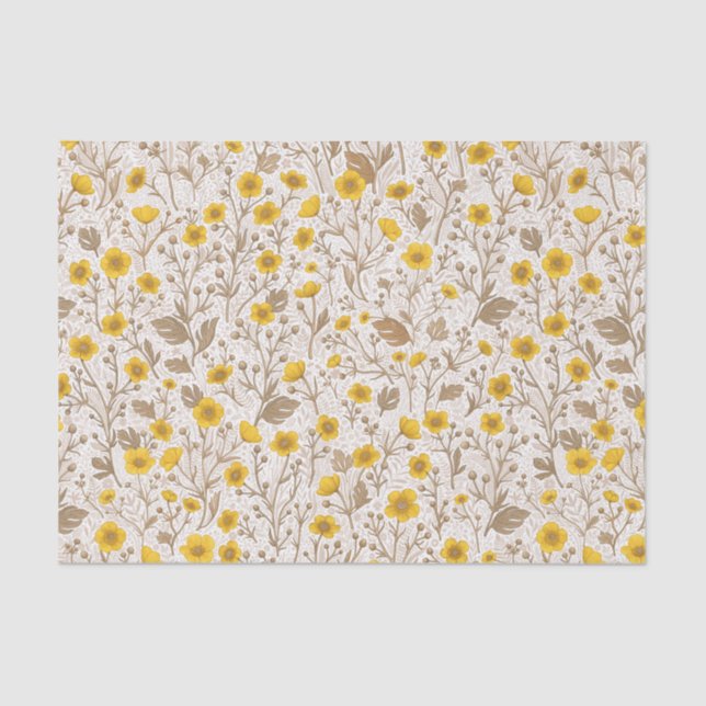 Papel De Seda Mariposas, amarillas y marrones (Anverso)