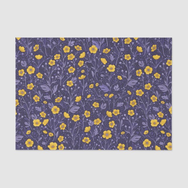 Papel De Seda Mariposas, amarillas y violetas (Anverso)