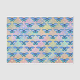 Papel De Seda Mariposas azules Colores de arcoiris suaves en tod