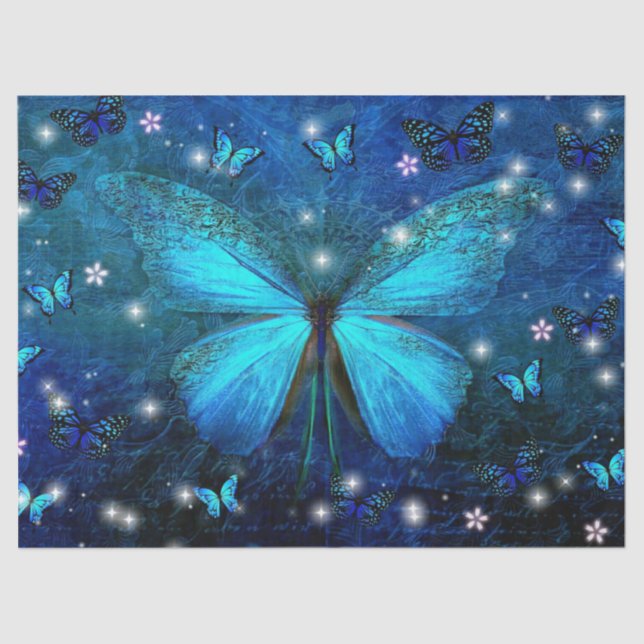 Papel De Seda Mariposas azules de bonito (Anverso)