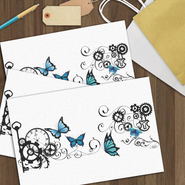 Papel De Seda Mariposas azules de la tribu Steampunk (Subido por el creador)