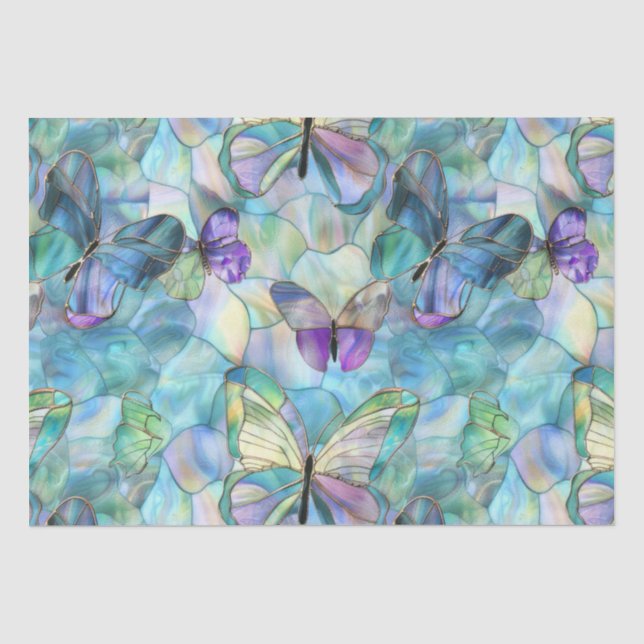 Papel De Seda Mariposas Azules Turquesa Purpura (Anverso)