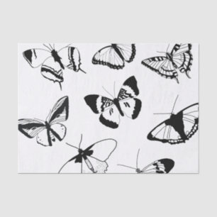Papel De Seda Mariposas blancas y negras