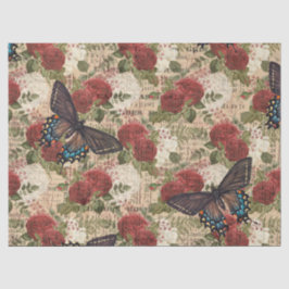 Papel De Seda Mariposas con Rosas Rojos y Blancos